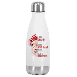 I Am Gemini Who Loves Pigs Star Sign Zodiac Gift Stainless Steel Insulated Water Bottle