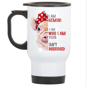 I Am Gemini Who Loves Pigs Star Sign Zodiac Gift Stainless Steel Travel Mug