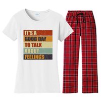 ItS A Good Day To Talk About Feelings Funny Mental Health Women's Flannel Pajama Set