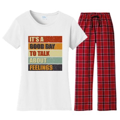 ItS A Good Day To Talk About Feelings Funny Mental Health Women's Flannel Pajama Set