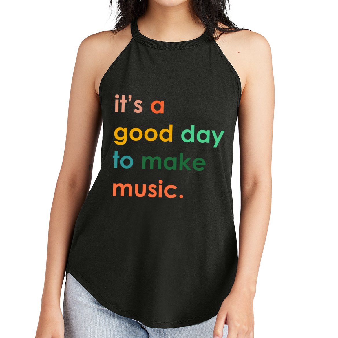 It's A Good Day To Make Music Women's Perfect Tri Rocker Tank