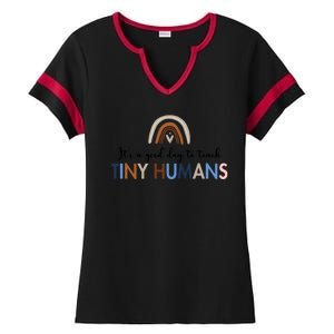 It's A Good Day To Teach Tiny Humans Gift For Teacher Ladies Halftime Notch Neck Tee