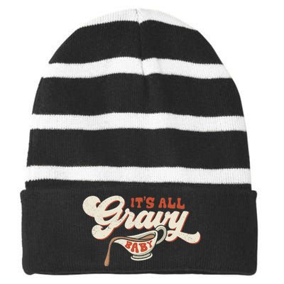 Its All Gravy Thanksgiving Striped Beanie with Solid Band