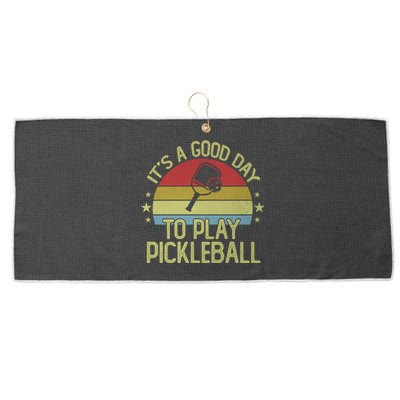 ItS A Good Day To Play Pickleball Funny Retro Vintage Meaningful Gift Large Microfiber Waffle Golf Towel