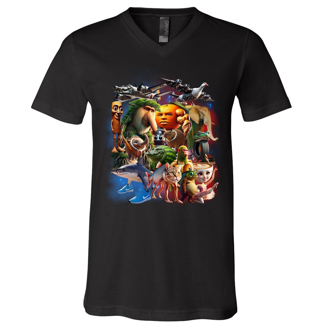 Italian-Brainrot AI Generated Animals Gen Z V-Neck T-Shirt