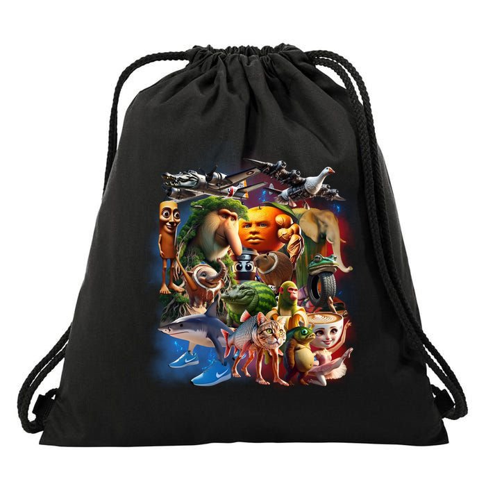 Italian-Brainrot AI Generated Animals Gen Z Drawstring Bag