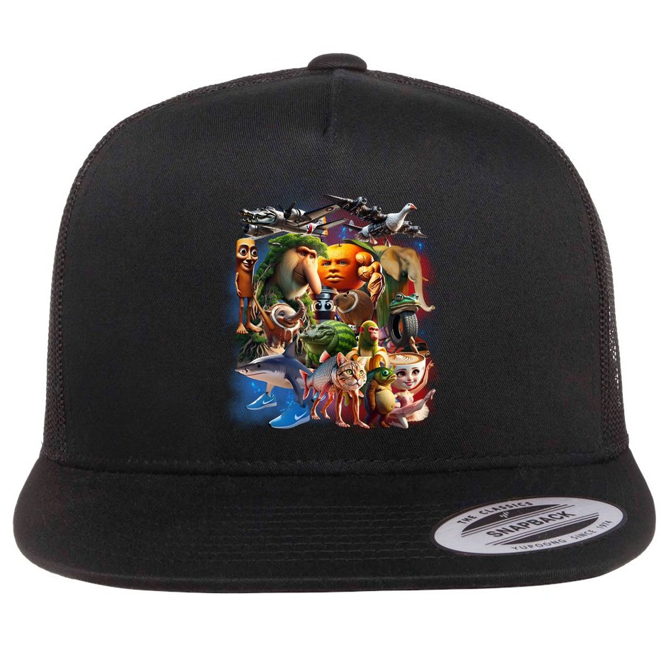 Italian-Brainrot AI Generated Animals Gen Z Flat Bill Trucker Hat
