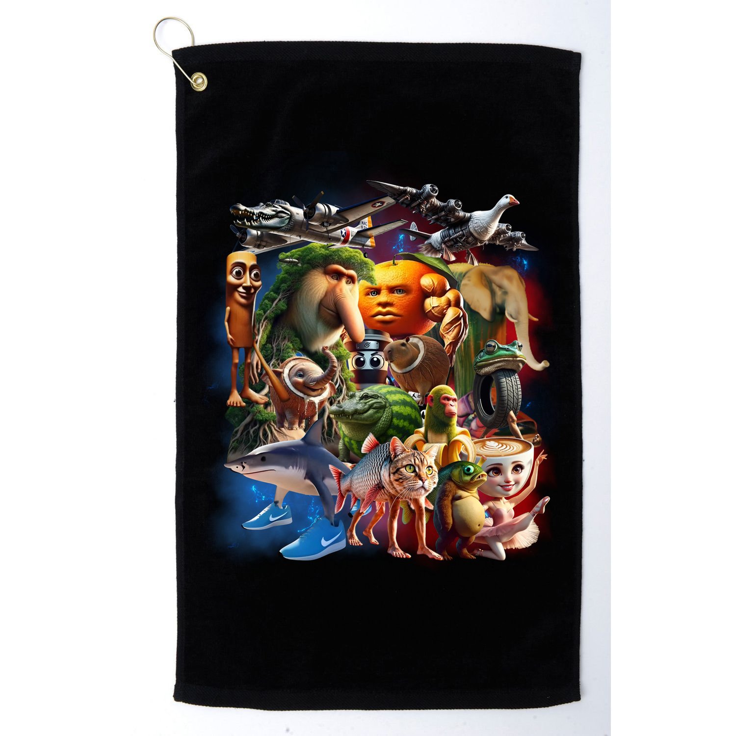 Italian-Brainrot AI Generated Animals Gen Z Golf Towel