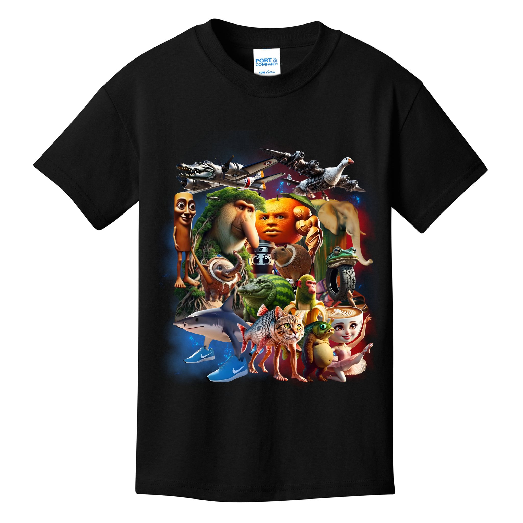 Italian-Brainrot AI Generated Animals Gen Z Kids T-Shirt