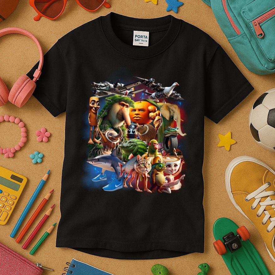 Italian-Brainrot AI Generated Animals Gen Z Kids T-Shirt