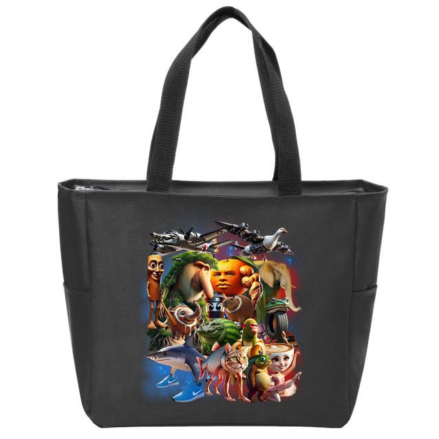 Italian-Brainrot AI Generated Animals Gen Z Zip Tote Bag