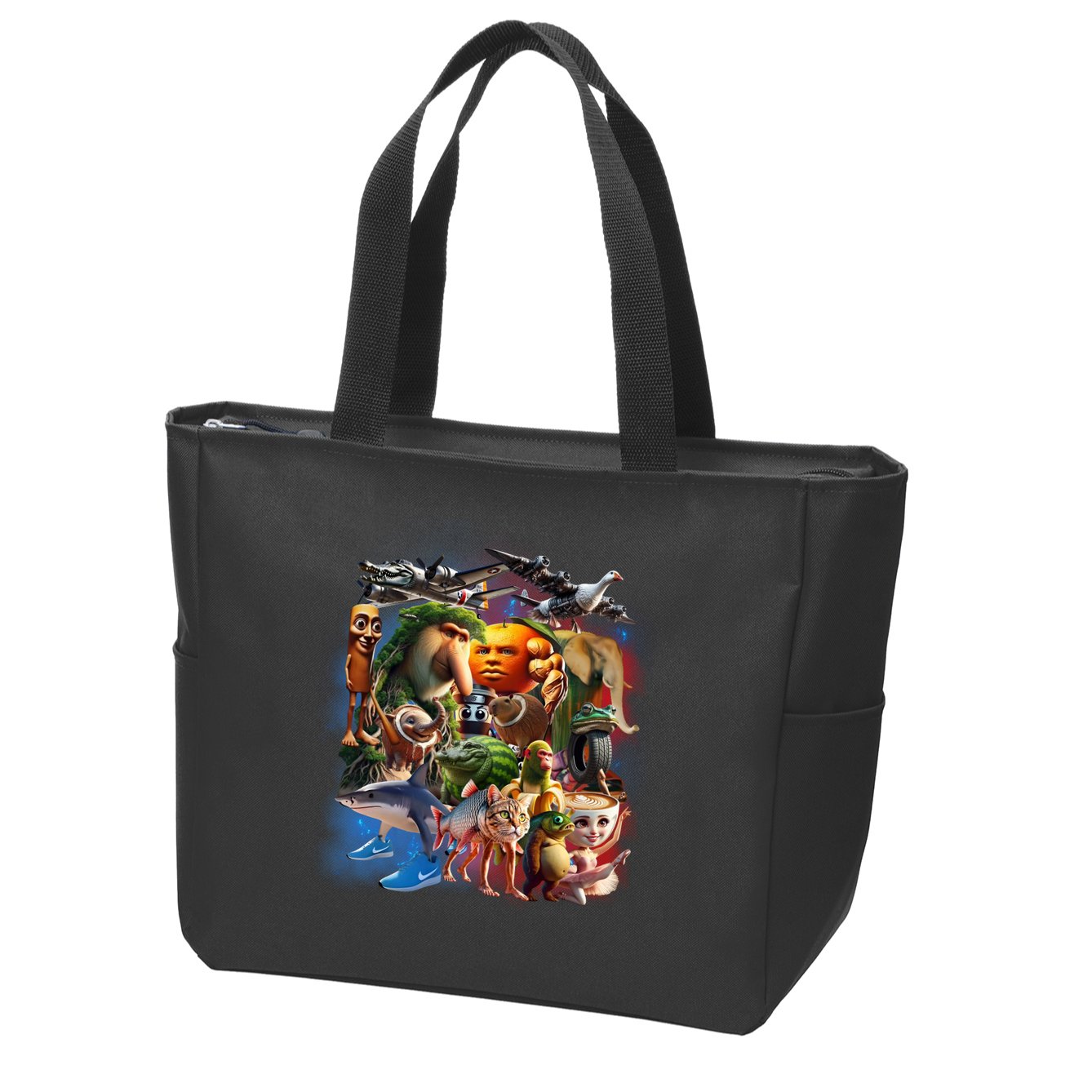 Italian-Brainrot AI Generated Animals Gen Z Zip Tote Bag