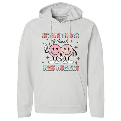 It's a good day to teach tiny humans retro happy face Performance Fleece Hoodie