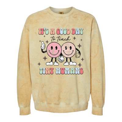 It's a good day to teach tiny humans retro happy face Colorblast Crewneck Sweatshirt