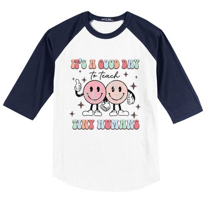 It's a good day to teach tiny humans retro happy face Baseball Sleeve Shirt