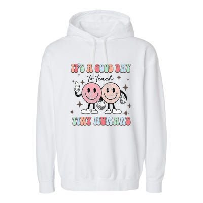 It's a good day to teach tiny humans retro happy face Garment-Dyed Fleece Hoodie