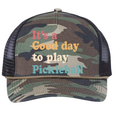 ItS A Good Days To Play Pickleball Lover Paddleball Sports Gift Retro Rope Trucker Hat Cap