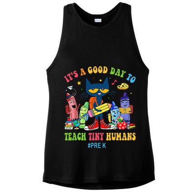 It's A Good Day To Teach Tiny Humans PreK Cat Teacher Lover Ladies PosiCharge Tri-Blend Wicking Tank