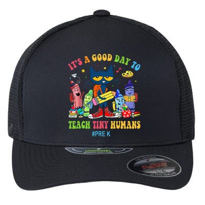 It's A Good Day To Teach Tiny Humans PreK Cat Teacher Lover Flexfit Unipanel Trucker Cap