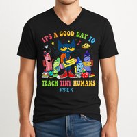 It's A Good Day To Teach Tiny Humans PreK Cat Teacher Lover V-Neck T-Shirt