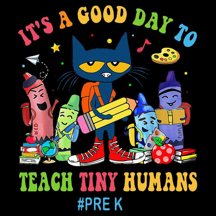It's A Good Day To Teach Tiny Humans PreK Cat Teacher Lover Drawstring Bag
