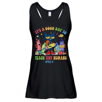 It's A Good Day To Teach Tiny Humans PreK Cat Teacher Lover Ladies Essential Flowy Tank