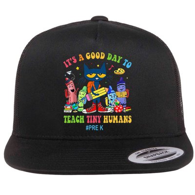 It's A Good Day To Teach Tiny Humans PreK Cat Teacher Lover Flatbill Hat
