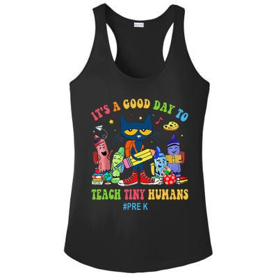 It's A Good Day To Teach Tiny Humans PreK Cat Teacher Lover Ladies PosiCharge Competitor Racerback Tank