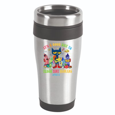 It's A Good Day To Teach Tiny Humans PreK Cat Teacher Lover 16oz Travel Tumbler