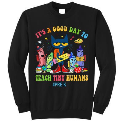 It's A Good Day To Teach Tiny Humans PreK Cat Teacher Lover Tall Sweatshirt