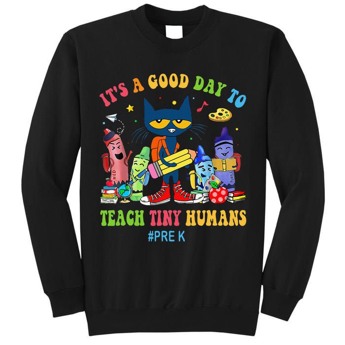 It's A Good Day To Teach Tiny Humans PreK Cat Teacher Lover Tall Sweatshirt