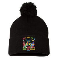 It's A Good Day To Teach Tiny Humans PreK Cat Teacher Lover Pom Pom 12in Knit Beanie
