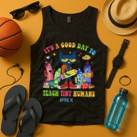 It's A Good Day To Teach Tiny Humans PreK Cat Teacher Lover Tank Top