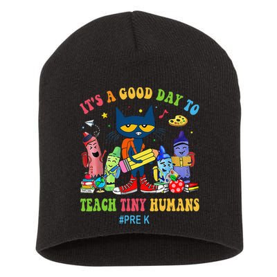 It's A Good Day To Teach Tiny Humans PreK Cat Teacher Lover Short Acrylic Beanie