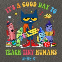 It's A Good Day To Teach Tiny Humans PreK Cat Teacher Lover Cotton Canvas Backpack