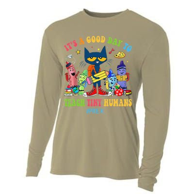 It's A Good Day To Teach Tiny Humans PreK Cat Teacher Lover Cooling Performance Long Sleeve Crew