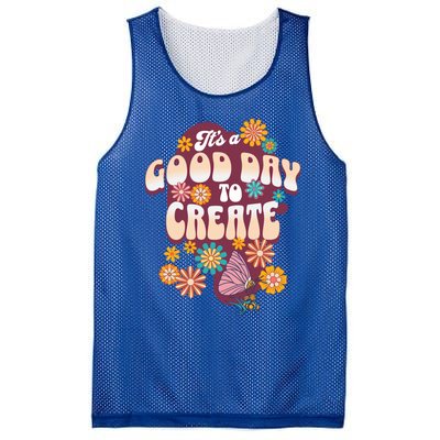 It's A Good Day To Create Groovy Flowers Butterfly Cool Gift Mesh Reversible Basketball Jersey Tank