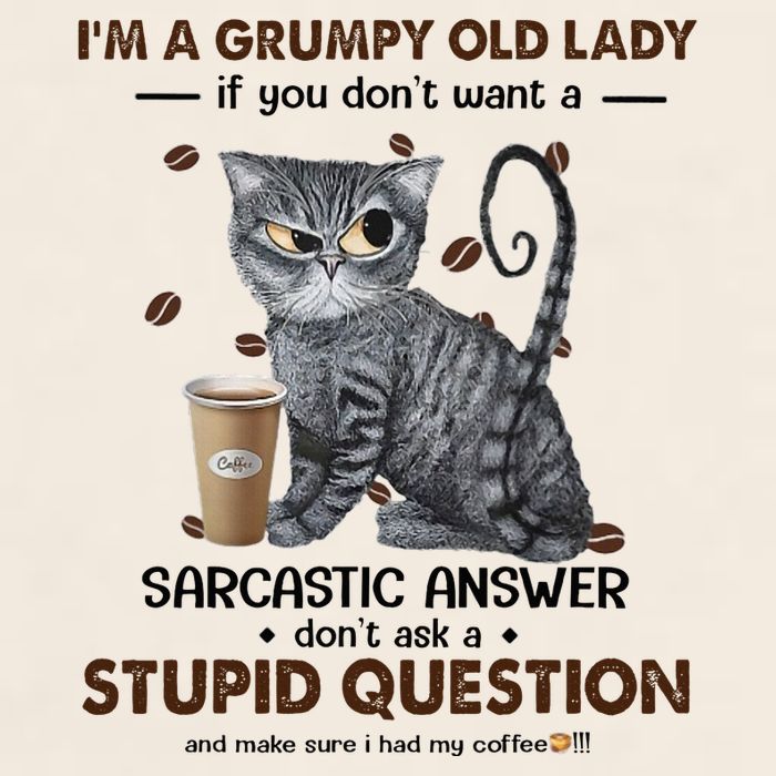 IM A Grumpy Old Lady If You DonT Want Sarcastic Answer Cat Garment-Dyed Women's Muscle Tee