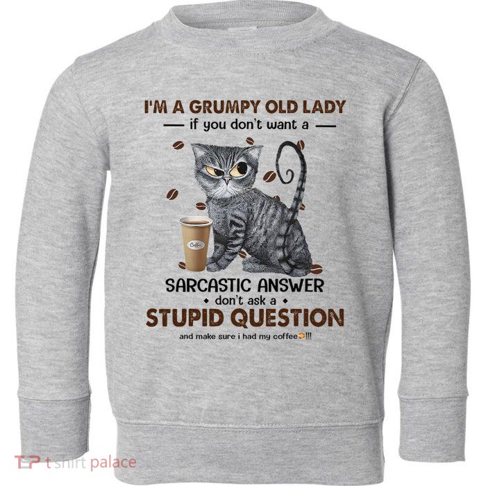IM A Grumpy Old Lady If You DonT Want Sarcastic Answer Cat Toddler Sweatshirt