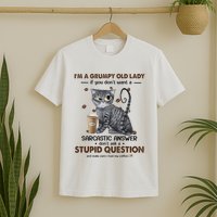IM A Grumpy Old Lady If You DonT Want Sarcastic Answer Cat T-Shirt