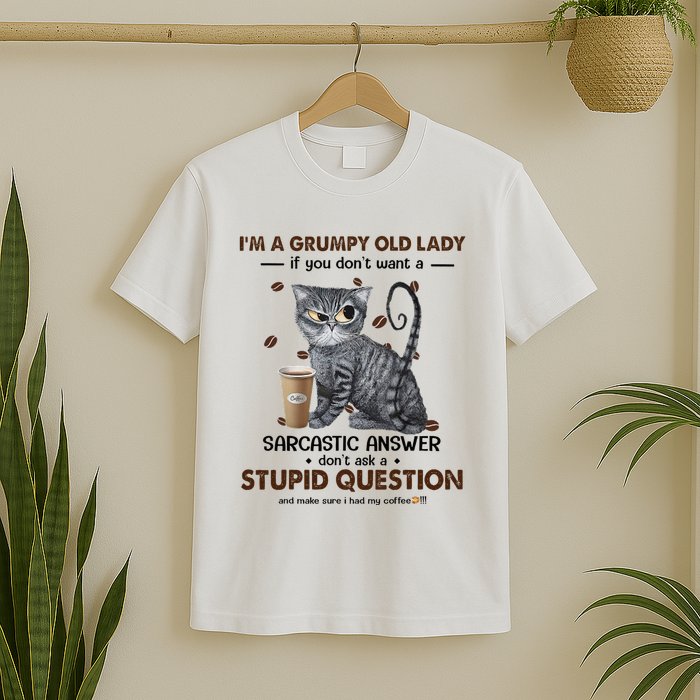 IM A Grumpy Old Lady If You DonT Want Sarcastic Answer Cat T-Shirt