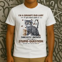 IM A Grumpy Old Lady If You DonT Want Sarcastic Answer Cat T-Shirt