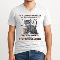 IM A Grumpy Old Lady If You DonT Want Sarcastic Answer Cat V-Neck T-Shirt