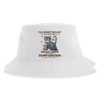 IM A Grumpy Old Lady If You DonT Want Sarcastic Answer Cat Sustainable Bucket Hat