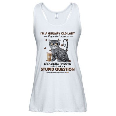 IM A Grumpy Old Lady If You DonT Want Sarcastic Answer Cat Ladies Essential Flowy Tank