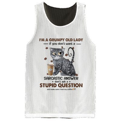 IM A Grumpy Old Lady If You DonT Want Sarcastic Answer Cat Mesh Reversible Basketball Jersey Tank
