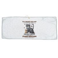 IM A Grumpy Old Lady If You DonT Want Sarcastic Answer Cat Large Microfiber Waffle Golf Towel