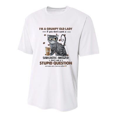 IM A Grumpy Old Lady If You DonT Want Sarcastic Answer Cat Youth Performance Sprint T-Shirt