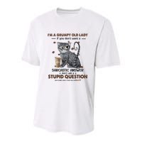 IM A Grumpy Old Lady If You DonT Want Sarcastic Answer Cat Youth Performance Sprint T-Shirt