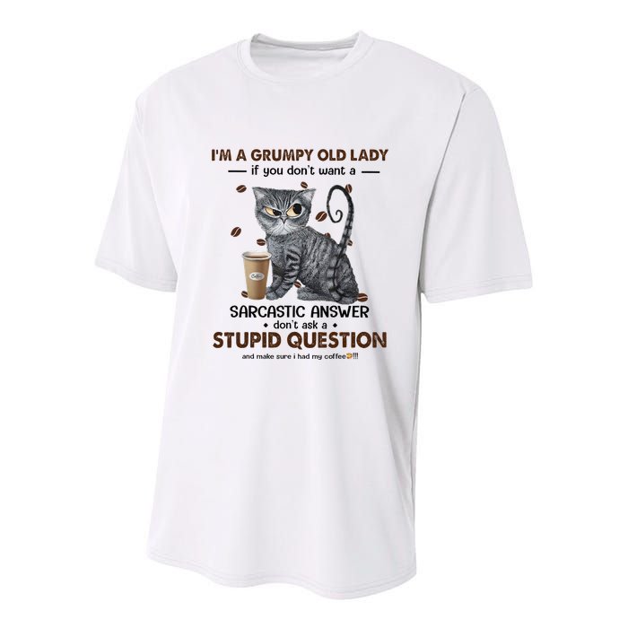 IM A Grumpy Old Lady If You DonT Want Sarcastic Answer Cat Youth Performance Sprint T-Shirt
